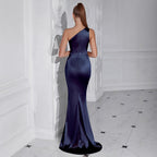 Asymmetric Ruched Slit Dress