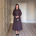 Retro Denim Maxi Dress Set