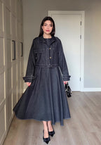 Retro Denim Maxi Dress Set