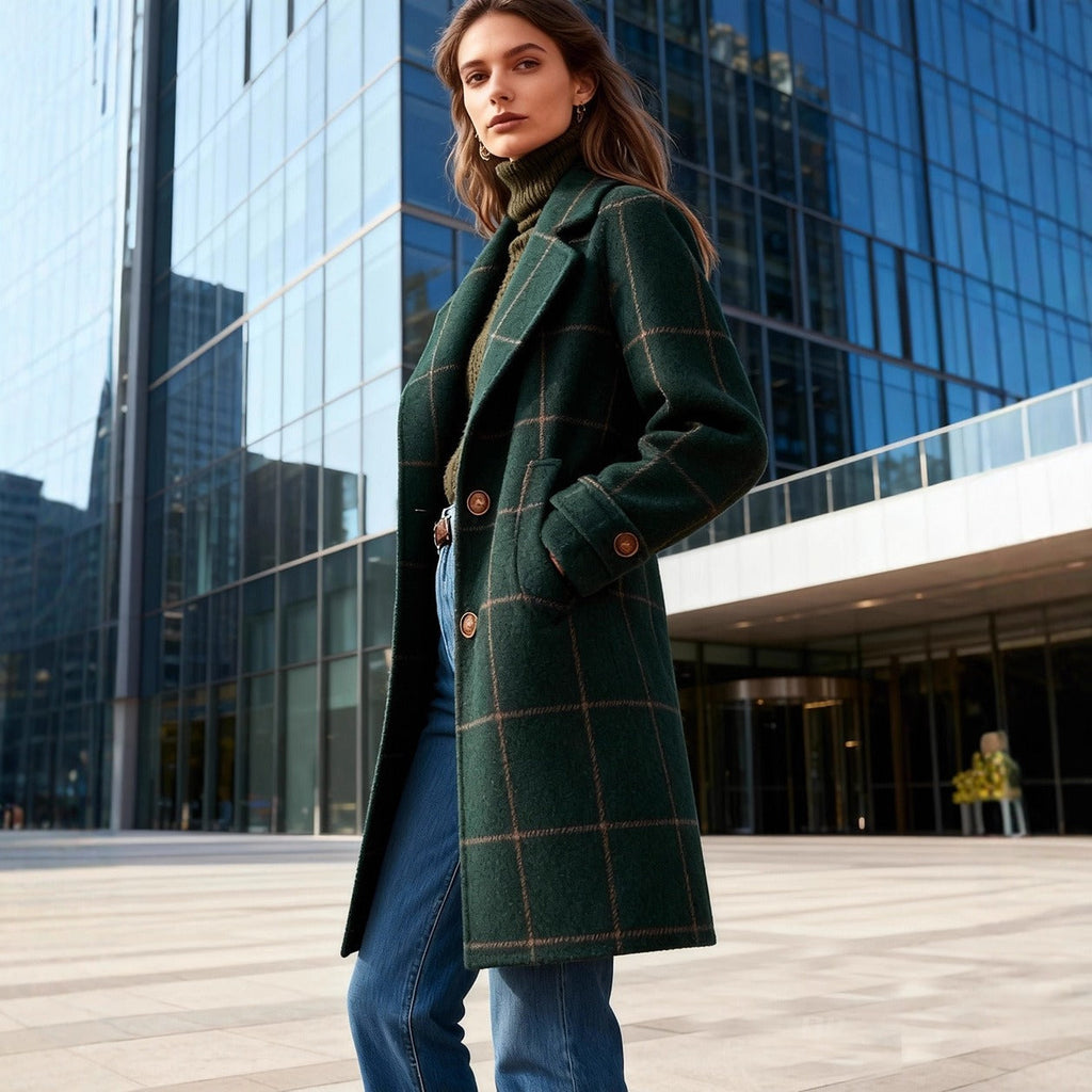 ALENA | PLAID TRENCH COAT